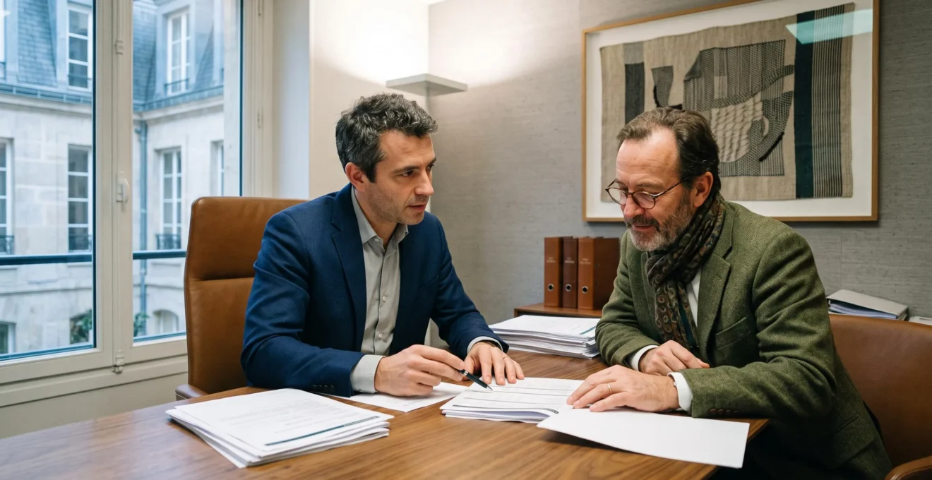 Conseiller en gestion de patrimoine présentant des solutions d'investissement à un client senior